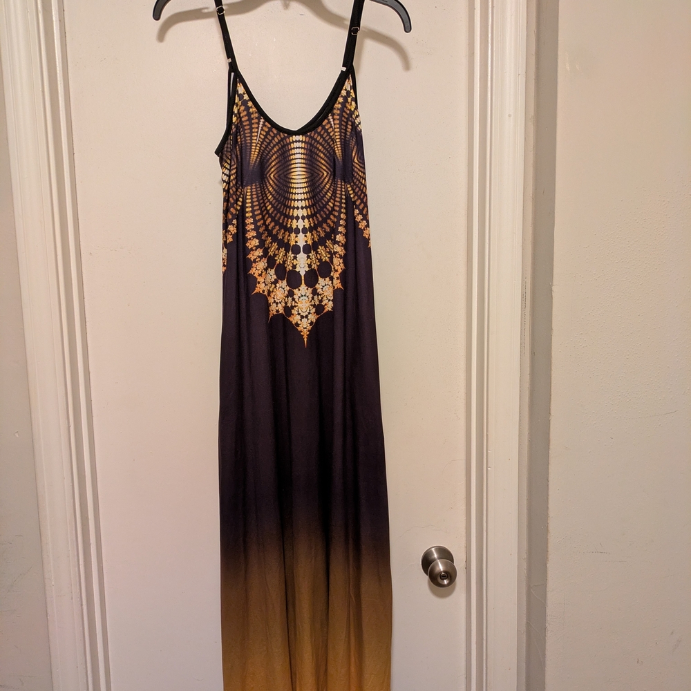 Chic Black and Gold Maxi Dress